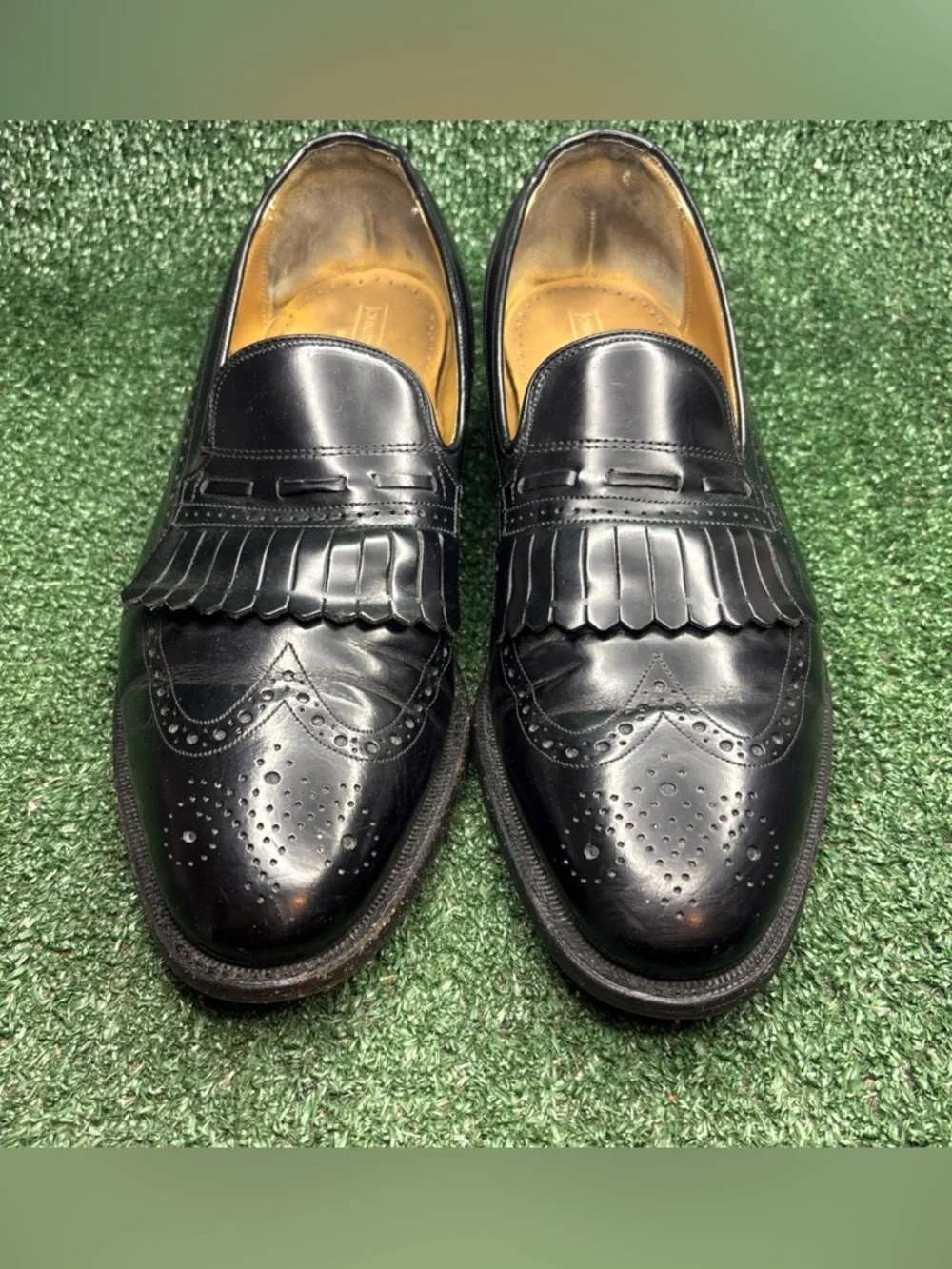 Johnston & Murphy Kiltie Loafers Mens Size 11‎ Black Leather Dress Shoes Wingtip
